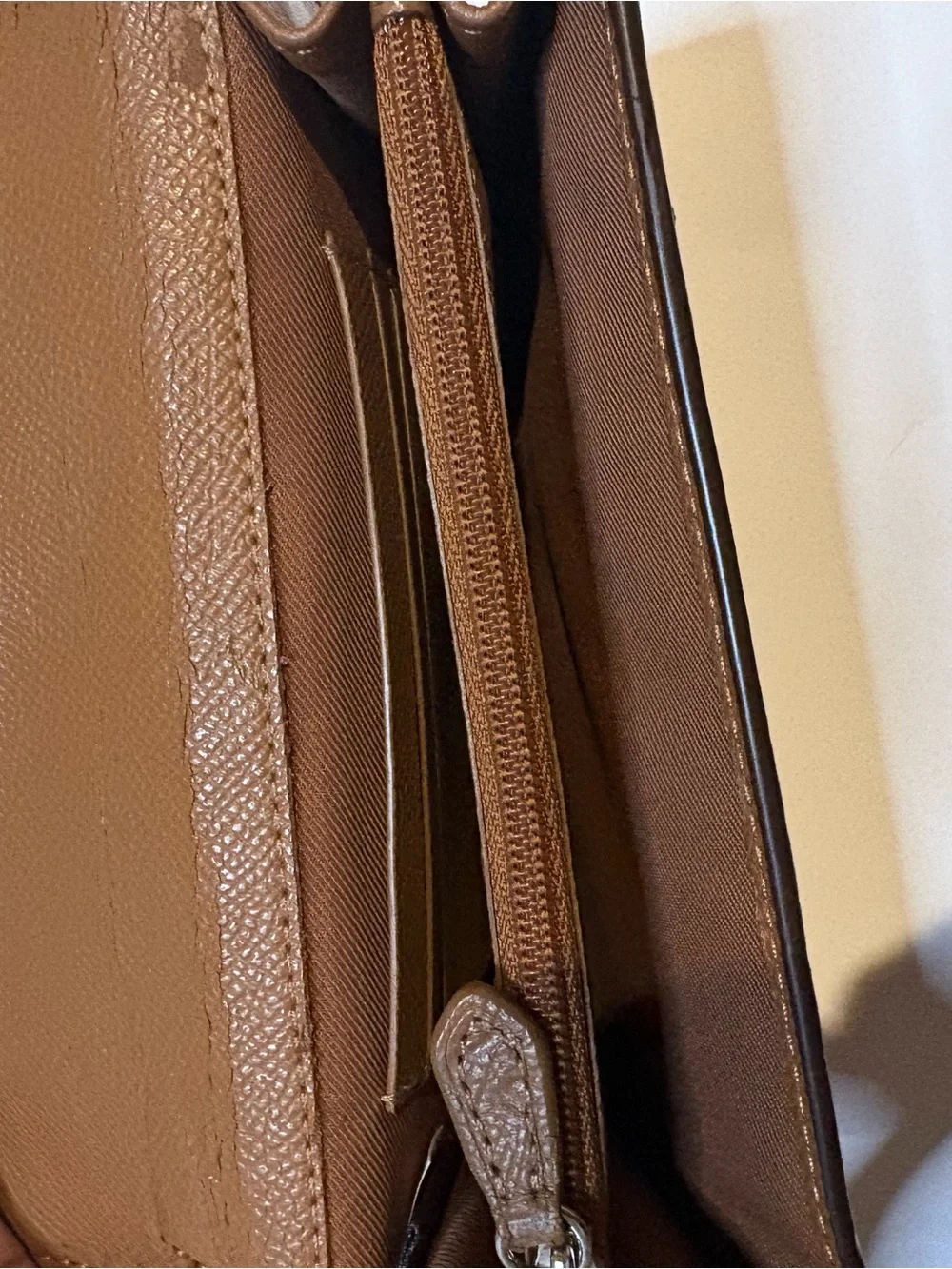 Coach Brown Leather Wristlet Clutch with Silver Logo